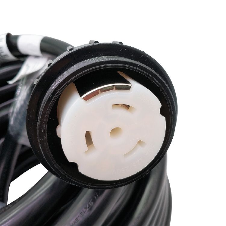 Heavy-duty 50A RV shore power locking power cord, NEMA 14-50P to SS2-50R