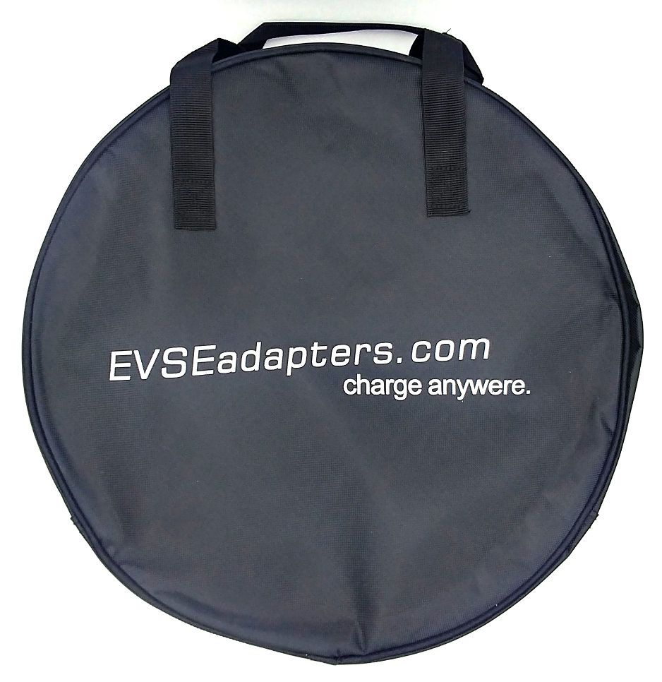 Nylon carrying bag with zipper closure, perfect for charger, cables, and adapters (round)