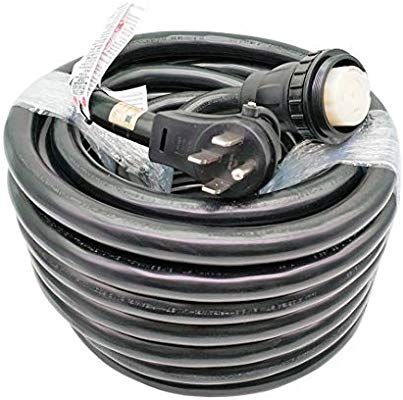 Heavy-duty 50A RV shore power locking power cord, NEMA 14-50P to SS2-50R