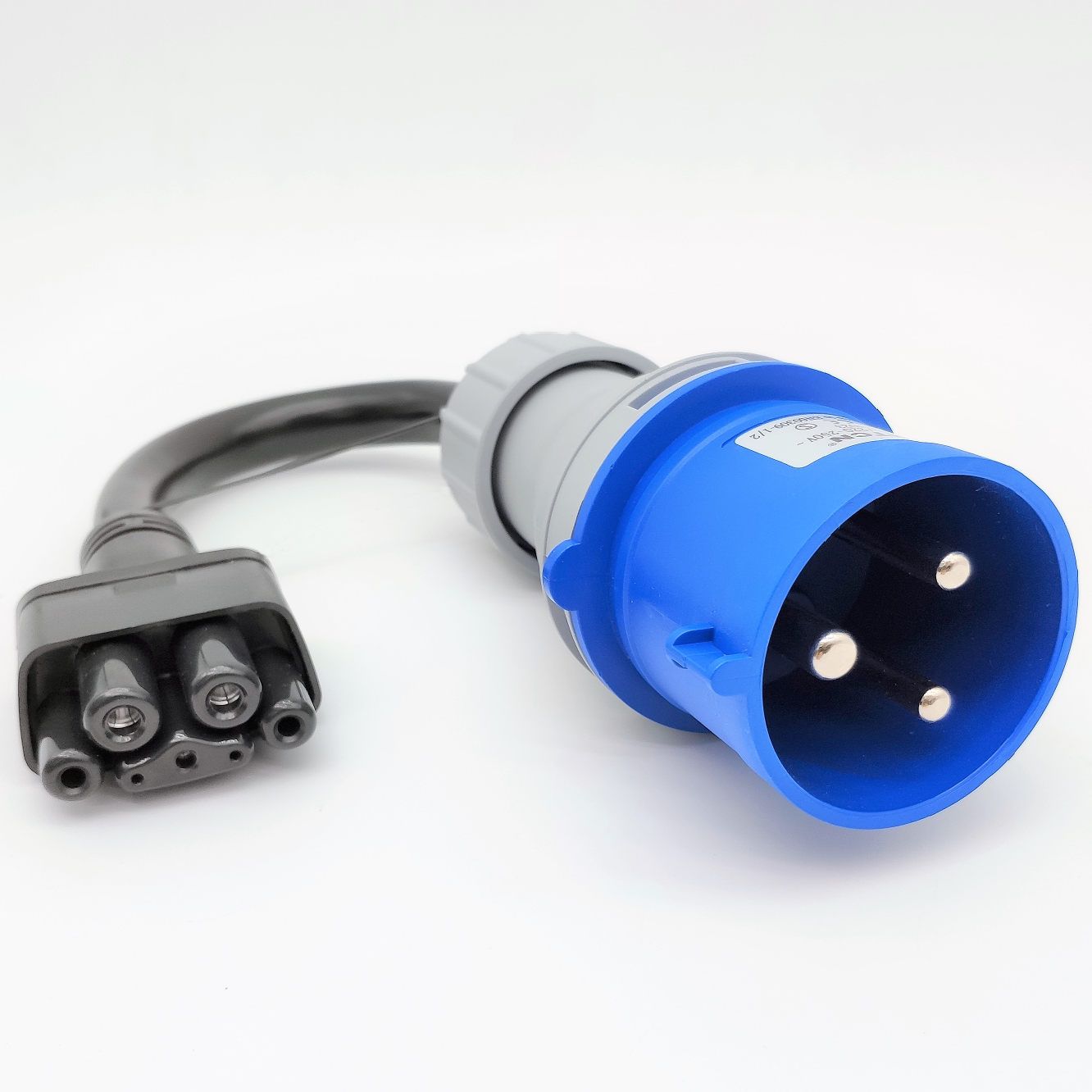 European CEE IEC 32A 6h Type 023 IP44 Blue Commando (Caravan Mains) Adapter for Tesla Gen 2 & 3